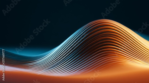 Abstract curved surface with digital texture in a modern 3D rendered background. 