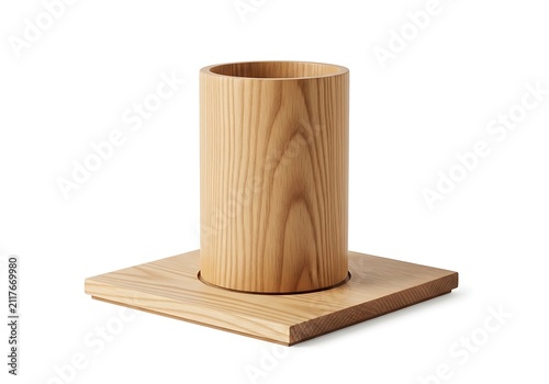 Minimalist wooden cylindrical desk organizer