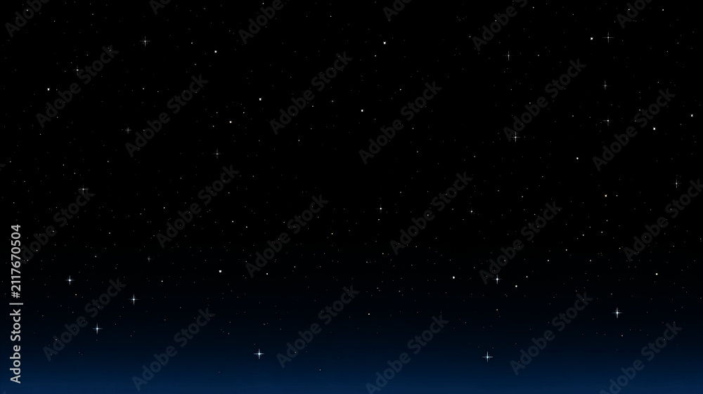 Fototapeta premium Dark space background with tiny shining stars and subtle dark blue glow gradient vector illustration