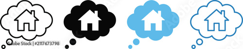 House Dream Thought Bubble Blue Vector Icon