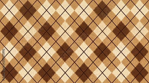 Classic Brown Argyle Plaid Seamless Textile Pattern