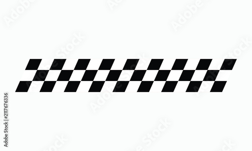 Canvastavla Horizontal checkered racing flag border, black and white squares in a dynamic layout, symbolizing speed, competition, and finish lines, ideal for sports themes
