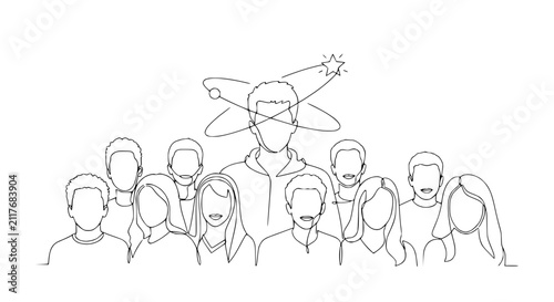 Konstfotografi Unique individual surrounded by anonymous crowd, concept of innovation and creat