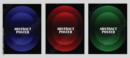 Gradient circular shapes abstract poster design with dark background