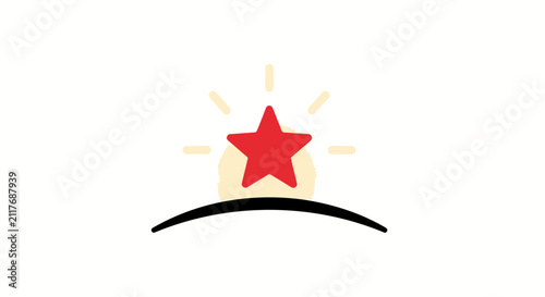 Red star rising over black horizon Juneteenth symbolic icon.
