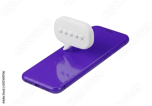 Purple smartphone with speech bubble icon