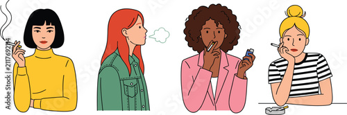 Cuadro en lienzo Smoking Addiction and Vaping Awareness Collection with Cigarette Smoke Electroni