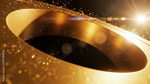Dynamic golden abstract background with shimmering particles and elegant light flare for luxury concepts
