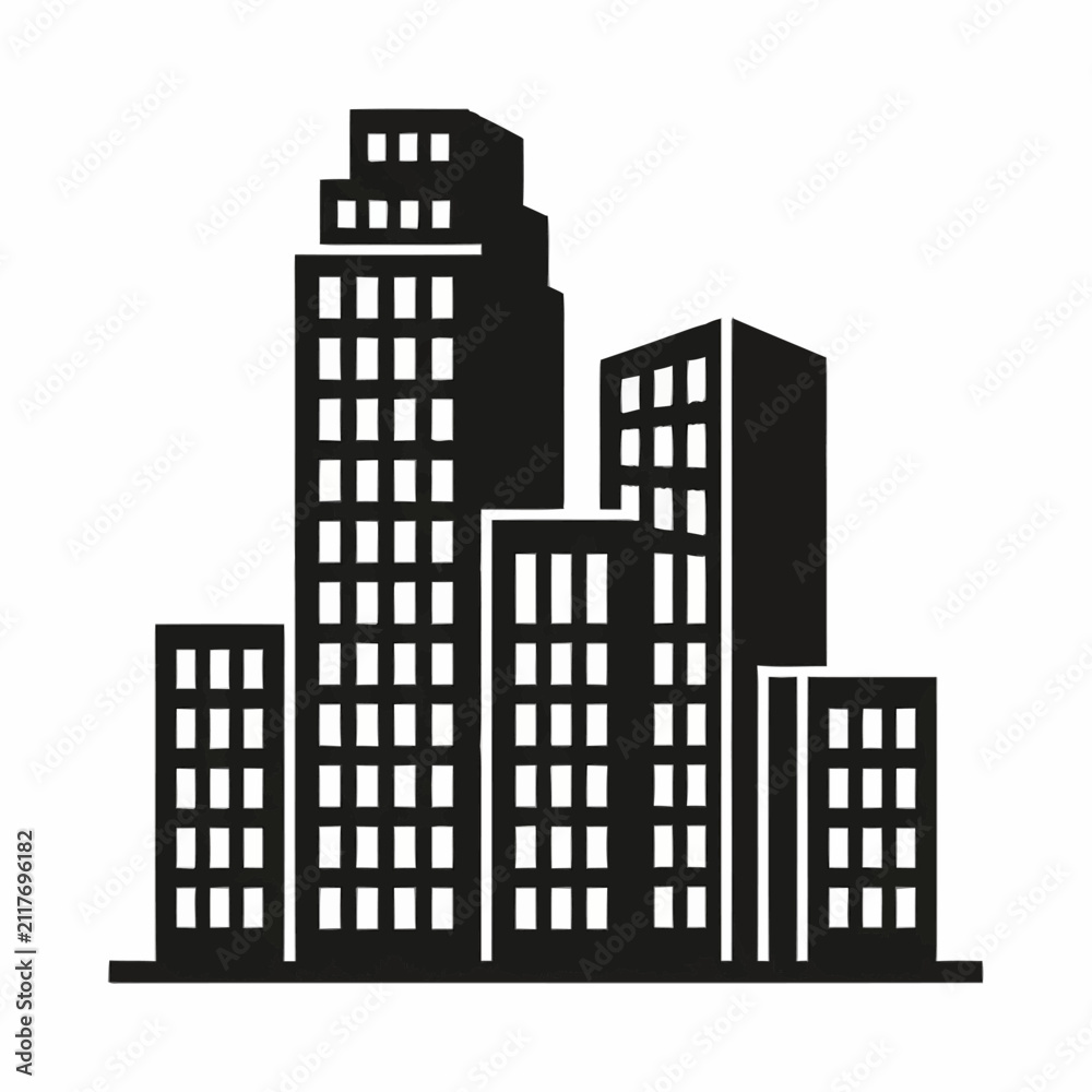 Obraz premium Modern Urban Skyscraper Cityscape Silhouette Illustration.
