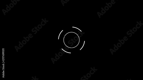 Futuristic HUD rotating circle loading animation on black background