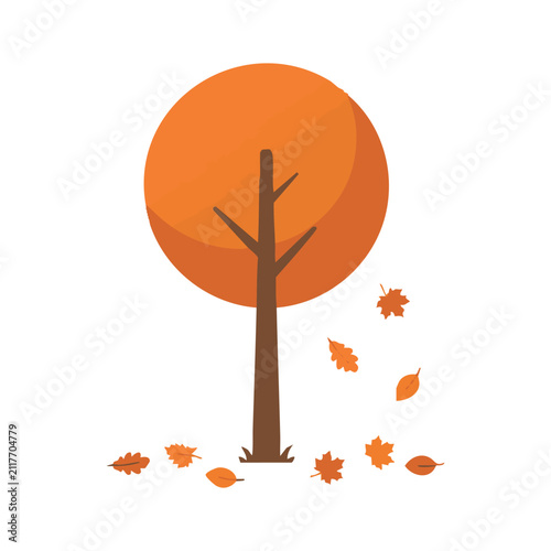 Minimal Autumn Tree Landscape Illustration