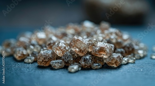 Macro close-up of brown cane sugar crystals on a dark background.