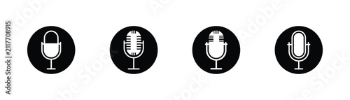 Foto Flat design microphone vector icon set can be used for audio recording and mute control