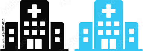 Hospital building icon set flat vector