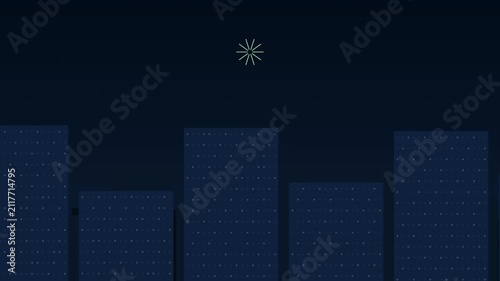 Minimalist Cityscape Silhouette Under A Glowing Night Sky Representation