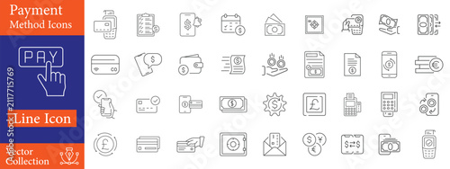Bild auf Leinwand Online payment set of web icons in line style