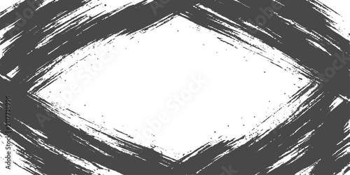 Obraz na plátne Abstract Brushstroke Diamond: A striking abstract design featuring a diamond shape formed by bold, dark brushstrokes on a white background, conveying artistic flair and modern aesthetics