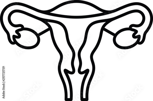 Female reproductive system icon with uterus and ovaries for healthcare and medical design.