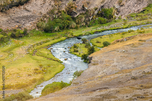 Canvastavla Pita River Winding Through Andean Paramo in Cotopaxi, Ecuador