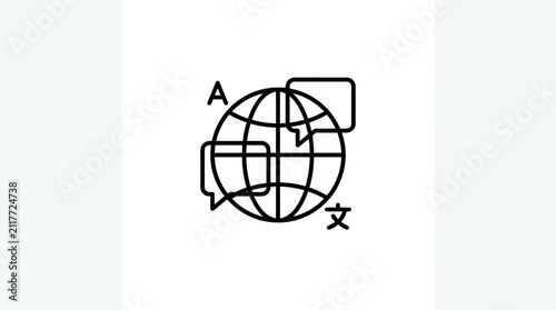 Global translation and communication icon with globe.