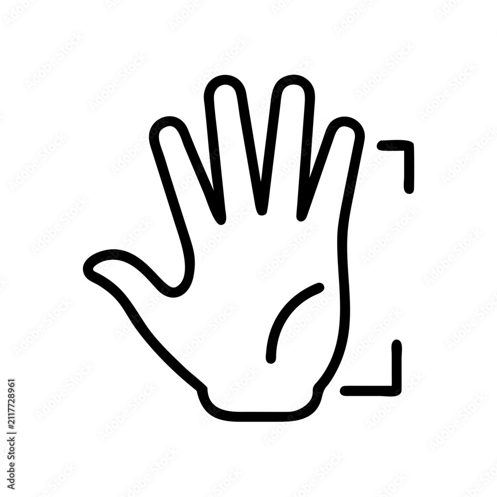 Fototapeta premium Hand palm scan icon for biometric identification and touch security.