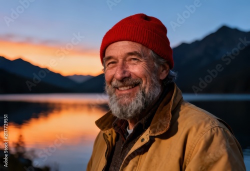 Vibrant senior man during outdoor mountain adventure