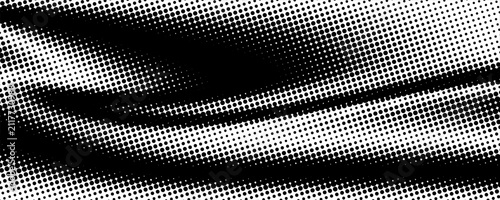 Abstract Black and White Halftone Wave Dot Pattern Background