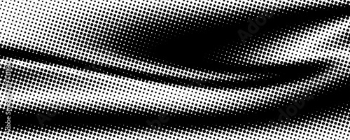 Abstract Black and White Halftone Wave Dot Pattern Background