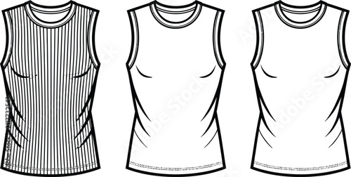 Quadro su tela Black and white line of women's tops with different necklines and sleeves shirt