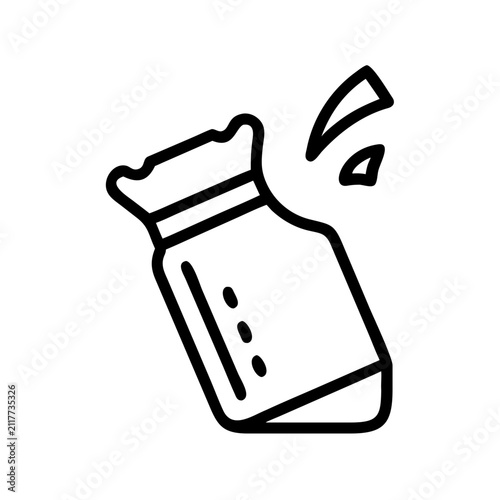 Spray bottle with liquid splashing out icon.