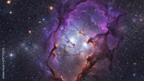 Vibrant cosmic nebula with bright stars in deep space