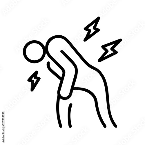 Back pain line icon, lumbar ache vector illustration isolated on white background.