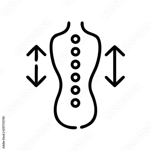 Back pain and spinal column wellness with motion arrows.