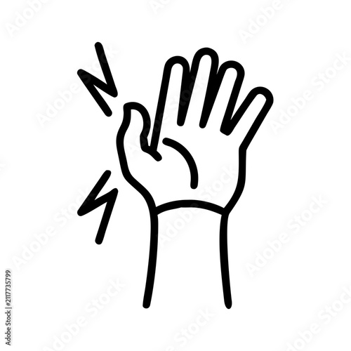 Hand pain and nerve discomfort with radiating lines.