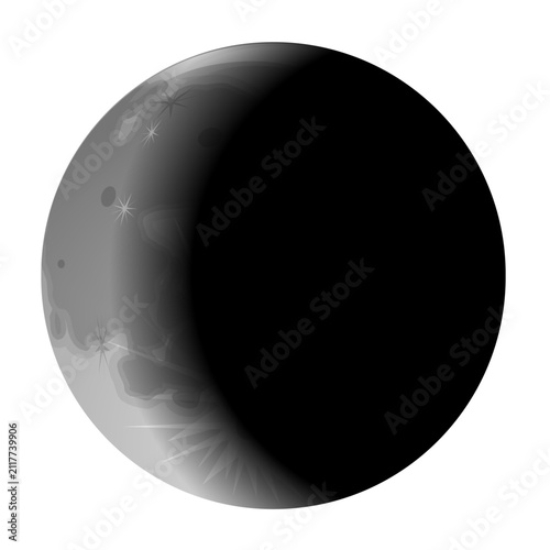 Moon phase displays a partially illuminated celestial body against a dark background.