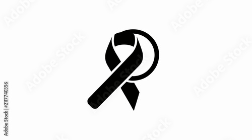 Black awareness ribbon with circular loop icon.