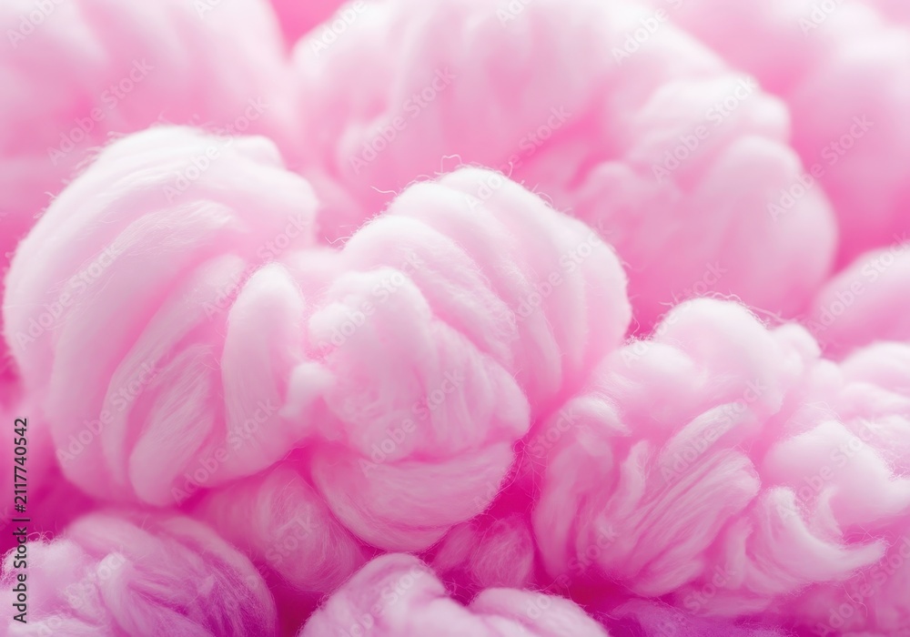 Obraz premium Soft Pink Cotton Candy Texture Macro Background - Abstract Fluffy Wool Fiber Close-up for Creative Design and Style