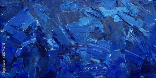 Obraz na plátně Deep Blue Acrylic Paint Texture Vector Background with Rich Brush Strokes and Ar