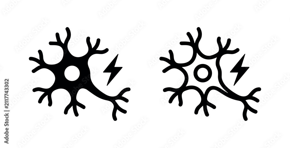 Fototapeta premium Neuron impulse lightning bolt signal icon