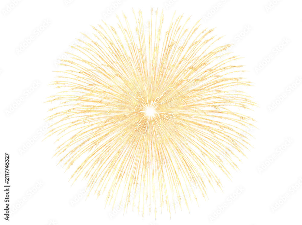 Obraz premium Bright yellow firework burst with radial streaks png isolated on transparent background