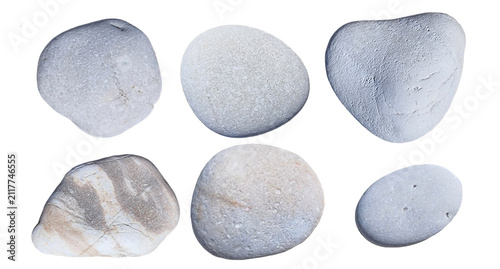 Quadro su tela pebble pebbles white isolated rocks from sea and beach for background