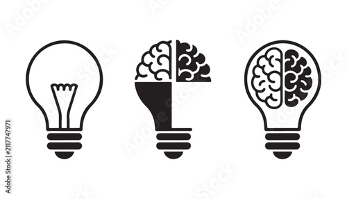 Conceptual evolution of ideas from simple light bulb to complex human brain for strategic development.