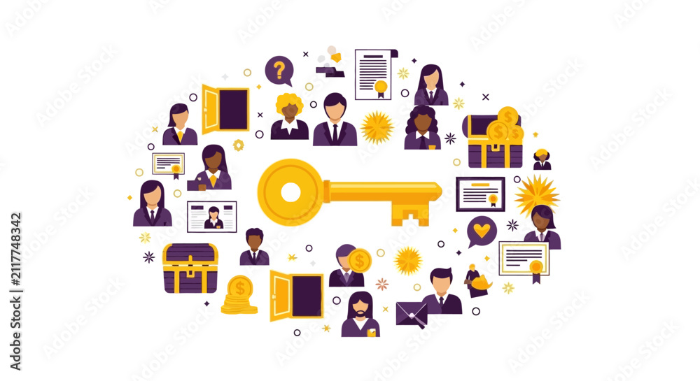 Naklejka premium Business Concept of Key to Success and Talent Management Illustration