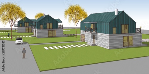  traditional house 3D illustration sketch 
