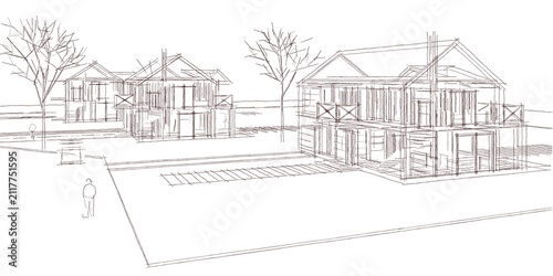  traditional house 3D illustration sketch 