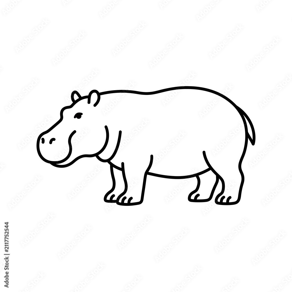Obraz premium Hippopotamus Outline Vector Icon