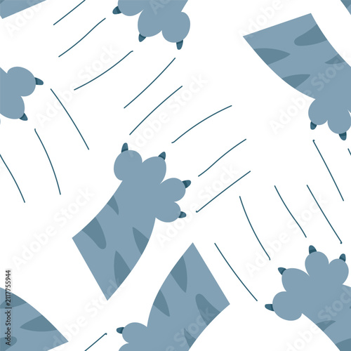 Seamless Cat Paw Prints and Scratch International Cat Day