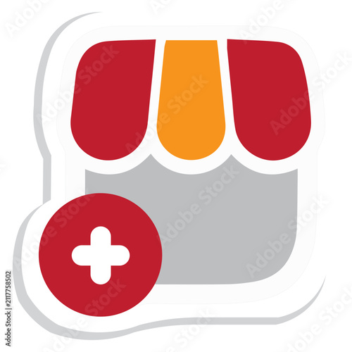Add New Shop Storefront Icon_Sticker Flat Icon