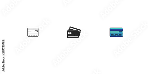 Принти на полотні Credit card icon set with various styles, including outline, glyph, and colored versions
