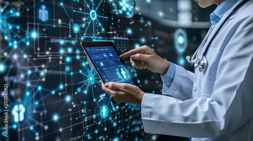 Healthcare professionals collaborating in medical technology to enhance patient care and solutions